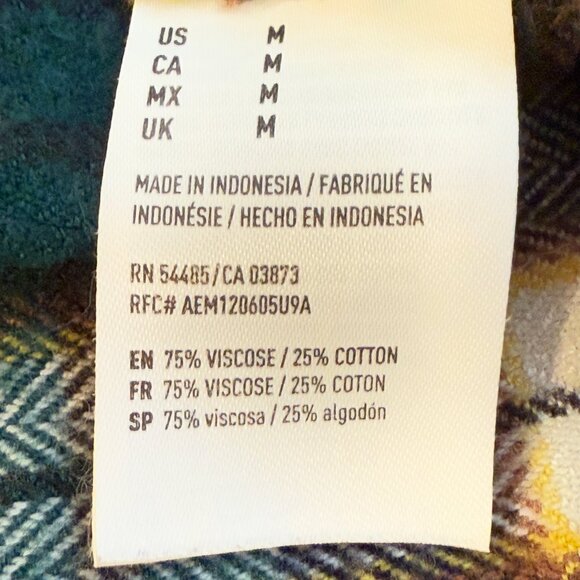 American Eagle Ahh-Mazingly Soft Green Plaid Slim Fit Flannel Button Down Size M - Picture 6 of 6